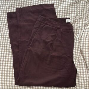 Women’s High-Rise Relaxed Fit Baggy Wide Leg Trousers- A New Day Brown